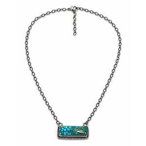 Waterweb Turquoise Sterling Silver Southwestern Bar Necklace 18” Handmade